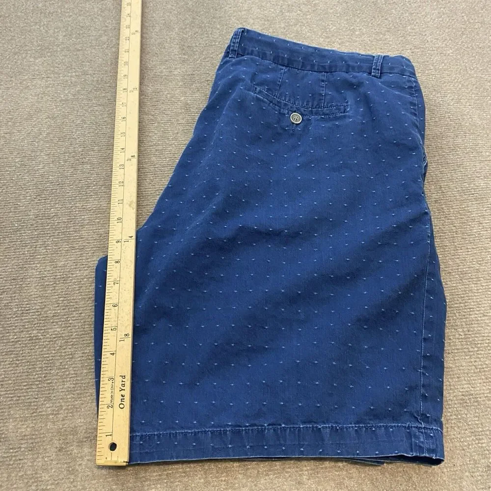 Peter Millar Chino Shorts Men's 42 Blue Polka‎ Dot Flat Front Cotton Preppy Logo
